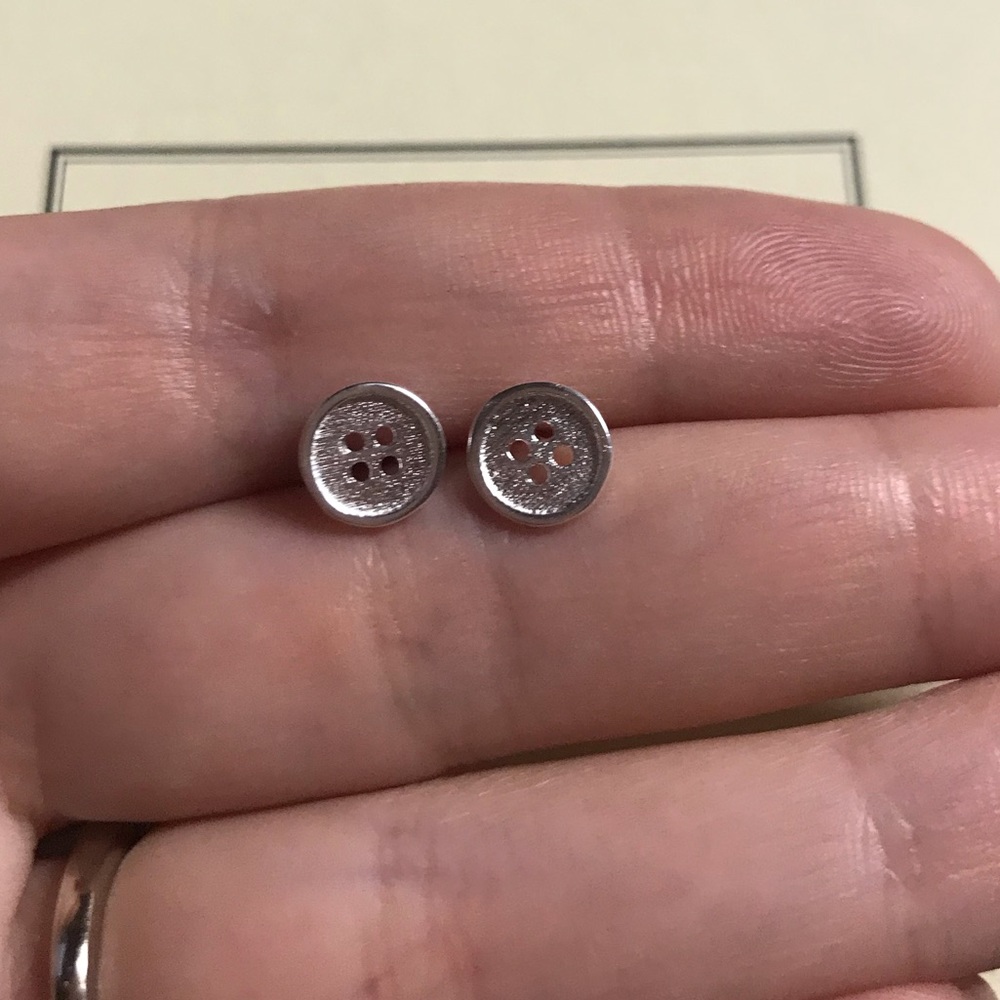 Sterling Silver 925 Button Stud Earrings - Picture 5 of 6